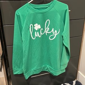 St Paddy’s Day lightweight green Lucky” sweatshirt fits like a medium